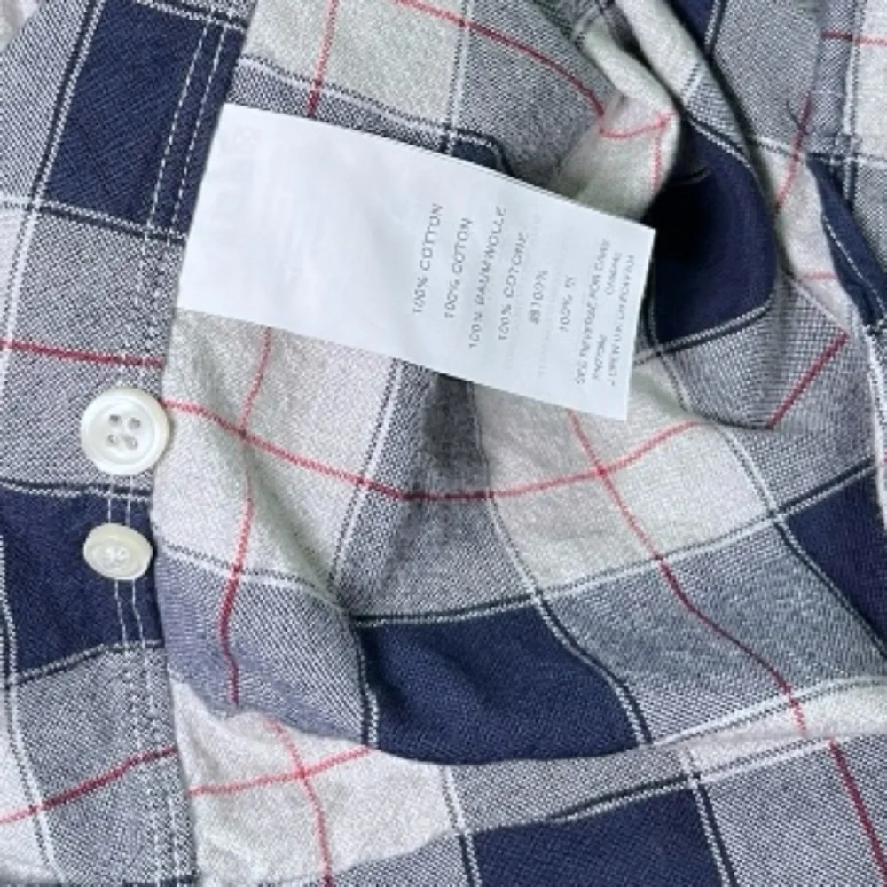 EUC J. Crew Mens Slim Shirt Medium Flannel Button-down Navy Gray Long Sleeves